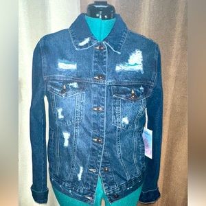 $SALE$ distressed denim jean jacket Sz L